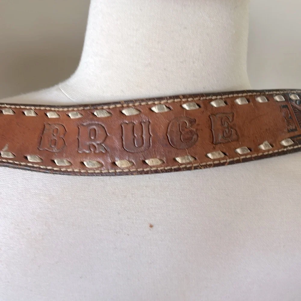 “Bruce” Brown Leather Belt with Intricate Design